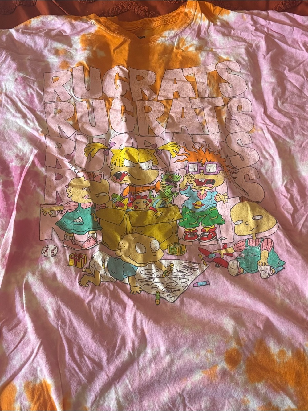Nickelodeon Rugrats Tie-Dye Long Sleeve Tee in Pink & Orange